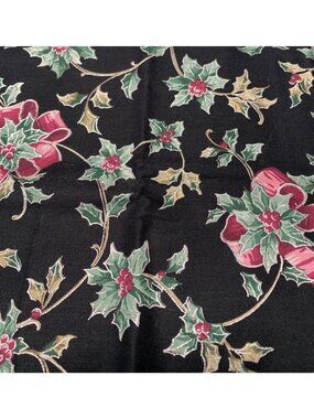 Vintage Concord Fabrics Holly & Berries Christmas Fat Quarter 18x22" Cotton Blac